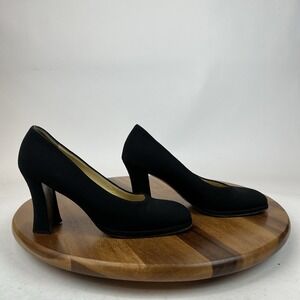 Womens Prada Black Fabric Vintage Slip On Flared Block Heel Pumps Size EU 37.5
